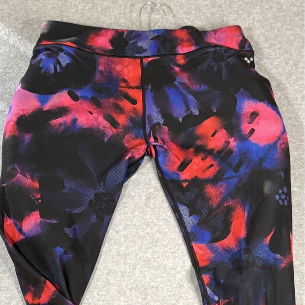 BCG Women’s XL Floral Athletic Leggings Pink Blue Black